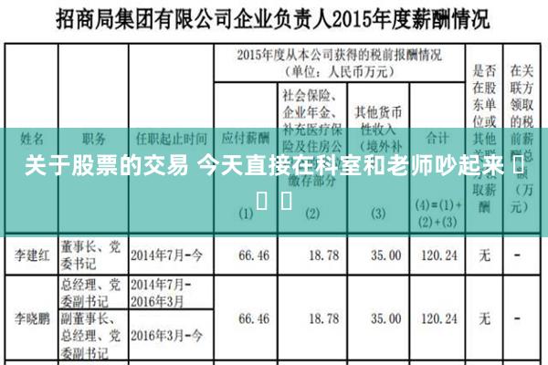 关于股票的交易 今天直接在科室和老师吵起来 ​​​