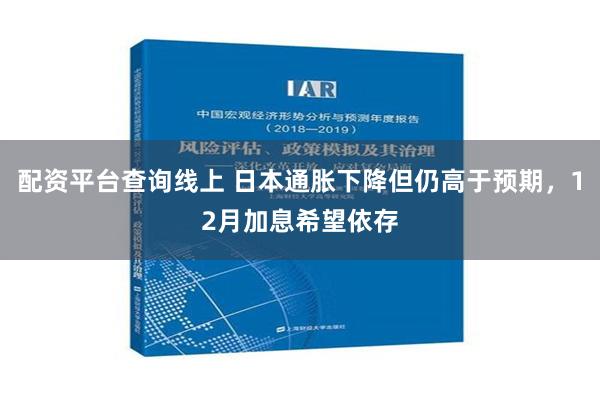 配资平台查询线上 日本通胀下降但仍高于预期，12月加息希望依存