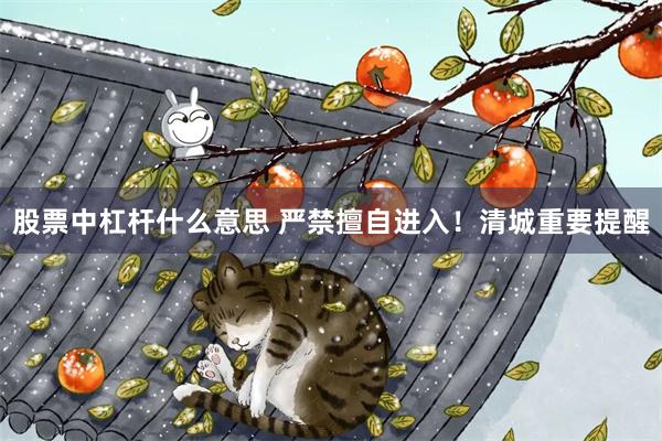 股票中杠杆什么意思 严禁擅自进入！清城重要提醒